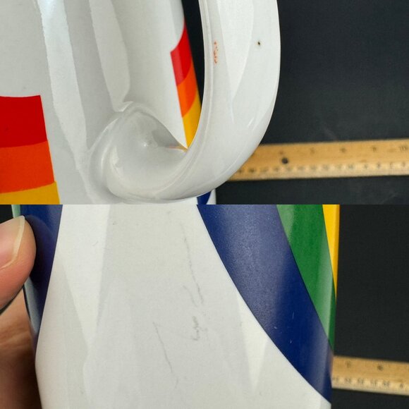 Vtg Ceramic Rainbow Mug Coffee Tea FTDA White Cream w Handle LGBTQ Gay Pride‎ - Picture 5 of 11